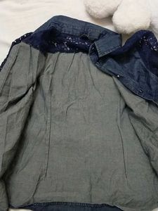 Denim Shirt With Lace Sleeves