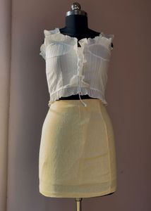 powder yellow tight fitted skirt