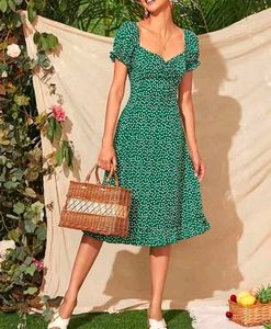 Green Floral Midi Dress