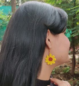 Handmade Crochet Flower Earrings