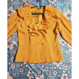 Mustard yellow double breasted blouse