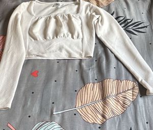 Cute White Long Sleeve Top