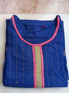 Blue Cotton Kurta Festive