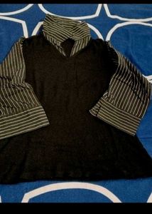 Striped Sleeve Knit Top