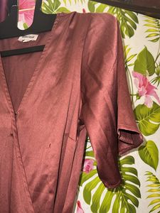 Peach Satin Wrap Dress