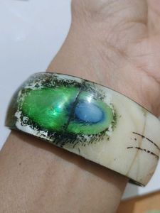 Vintage Peacock Feather Bangle Bracelet