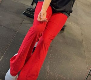 Red Flared Up Pants