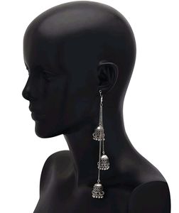 Oxidised Jewellery Combo. Chandbali And 3 Layered Jhumke