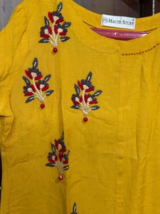 Elegant Yellow Embroidered Kurti