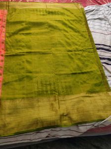 orange and green pocham.palli silk saree