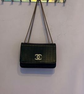 Black Crocodile Chain Bag