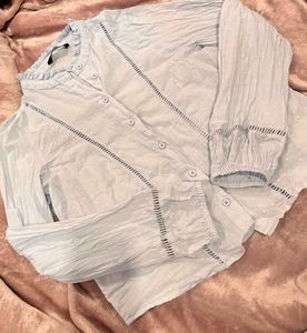 Chic Light Blue Button-Down Top