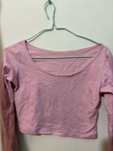 Pink Fitted Crop Top