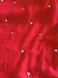 Red Embroidered saree