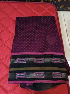 Purple Net Saree