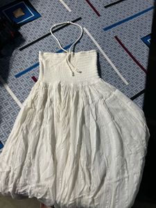 White Tiered Midi Skirt cum Dress