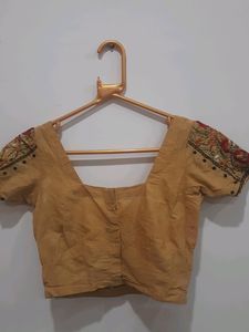 Stitched Nude Blouse With Embroidery