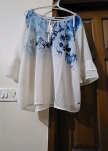 Gia Curves Blue Polka Dot Top