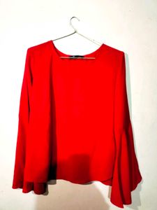 Red/ Maroon Bell Sleeve Top