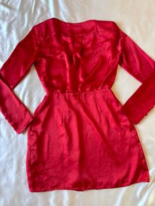 Zara Red Satin Wrap Mini Dress