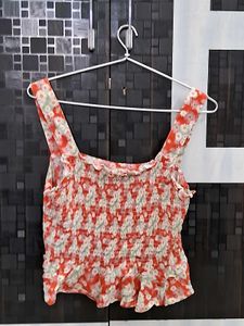 Floral Print Smocked Crop Top