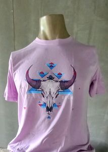 Lilac Bull Skull Graphic Tee