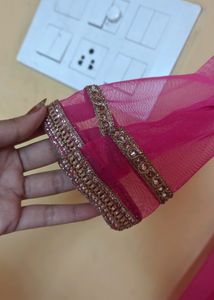 Rani Pink Shrug With Lace Work