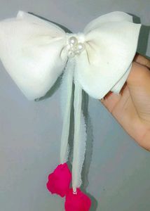 Cream Pearl Hair Bow