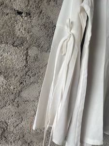 Bow Knot Slit Sleeves V Neck Blouse