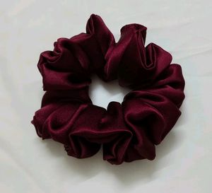 B1G1 Maroon Satin Fluffy Scrunchie