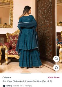 TealBlue Embroidered Kurta by aacho