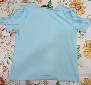 Blue Cold Shoulder Top