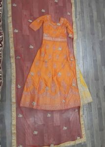 Elegant Yellow Embroidered Anarkali Gown