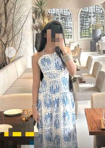 Blue Halter Neck Maxi Dress