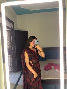 Elegant Black &amp; Red Saree