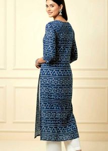 Trendy Indigo Cotton Kurti – Fresh Piece | M Size