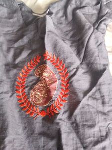 Gray Tunic Dress w/ Embroidery