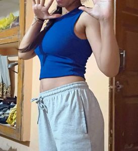 Blue Ribbed Tank Top