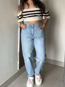 High Waisted Blue Slim Fit Denim