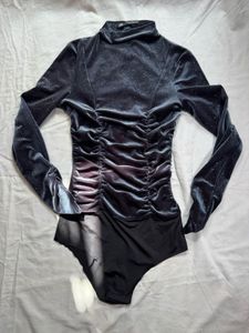 Zara Glitter Ruched Sleeve Bodysuit