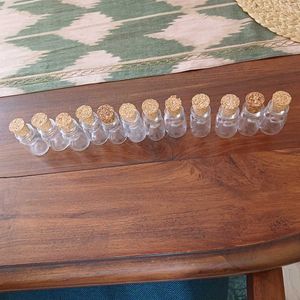 Set Of 12, 10 ml Glass Bottles With Cork