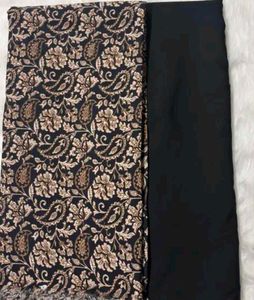 Black &amp; Gold Paisley Dress Material
