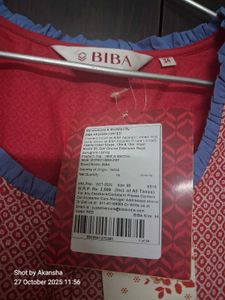 Biba Red Printed anarkali  Kurta