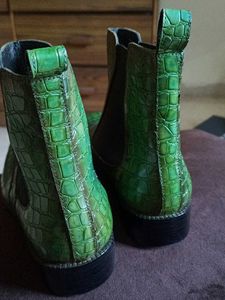 NEW Genuine Leather Crocodile Chelsea Boots