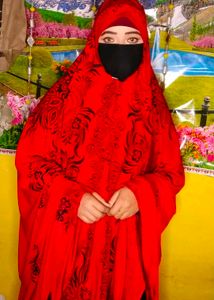 Red Floral Print Abaya Full Length
