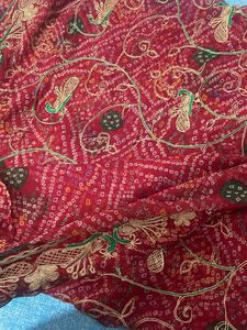 Red Bandhani Saree