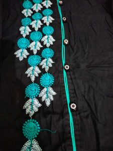 Embroidered Black Kurta