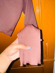 Mauve Ribbed Long Sleeve Top