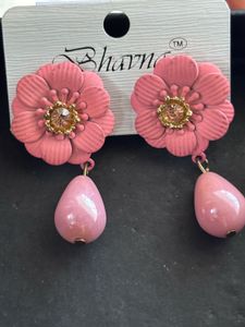 Peach Flower Drop Earrings