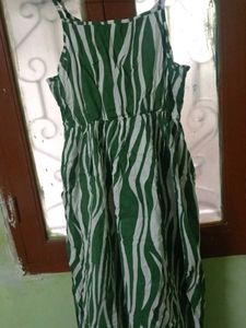 Green and White Striped Dress